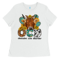 White obsessive cow disorder Ladies Tee - NancyCooperArtShop
