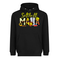 Black Softball Mama Heavyweight Hoodie - CowhideDigitalArt