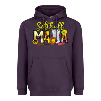 Plum Softball Mama Heavyweight Hoodie - CowhideDigitalArt
