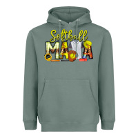 Sage Softball Mama Heavyweight Hoodie - CowhideDigitalArt