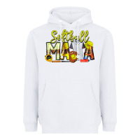 White Softball Mama Heavyweight Hoodie - CowhideDigitalArt