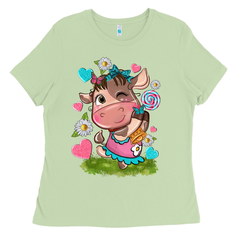 Little Cute Cow Ladies Tee by NancyCooperArtShop | Teevron