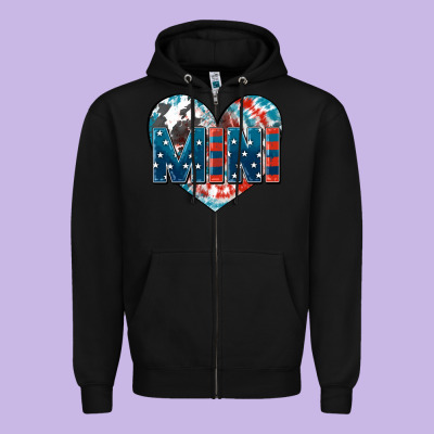American Mini Heart 4th Of July Zipper Hoodie Designed By Fadigitalartstudio