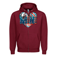 Burgundy American mini heart 4th of july Zipper Hoodie - FaDigitalArtStudio
