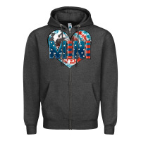 Charcoal Heather American mini heart 4th of july Zipper Hoodie - FaDigitalArtStudio