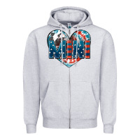 Heather Grey American mini heart 4th of july Zipper Hoodie - FaDigitalArtStudio