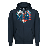 Navy American mini heart 4th of july Zipper Hoodie - FaDigitalArtStudio