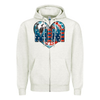 Oatmeal Heather American mini heart 4th of july Zipper Hoodie - FaDigitalArtStudio