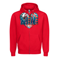 Red American mini heart 4th of july Zipper Hoodie - FaDigitalArtStudio