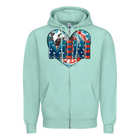 Seafoam American mini heart 4th of july Zipper Hoodie - FaDigitalArtStudio