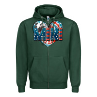 Sports Green American mini heart 4th of july Zipper Hoodie - FaDigitalArtStudio