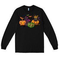 Black Black cat and pumpkin Long Sleeve Tee - NancyCooperArtShop
