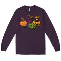 Plum Black cat and pumpkin Long Sleeve Tee - NancyCooperArtShop