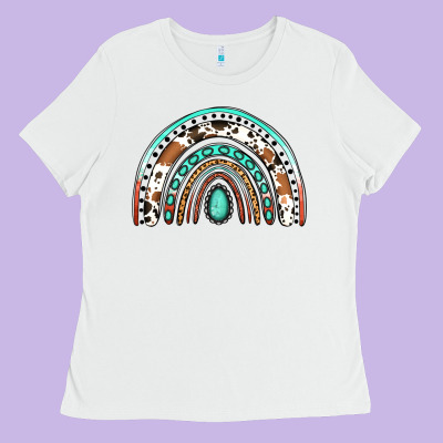 Western Rainbow Ladies Tee Designed By Jasminsmagicworld