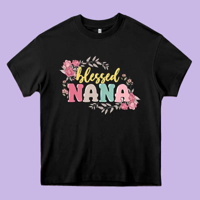 Blessed Nana Heavy Core Tee Designed By Maliassmallbusiness