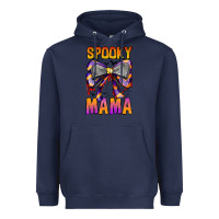 Navy Spooky Mama Heavyweight Hoodie - CowhideDigitalArt