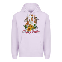 Lilac happy easter with bunny and sunflowers Premium Hoodie - RanaPortraitStore