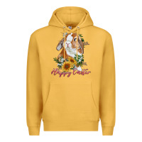Mustard happy easter with bunny and sunflowers Premium Hoodie - RanaPortraitStore