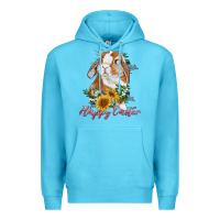 Ocean Blue happy easter with bunny and sunflowers Premium Hoodie - RanaPortraitStore