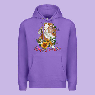Happy Easter With Bunny And Sunflowers Premium Hoodie Designed By Ranaportraitstore