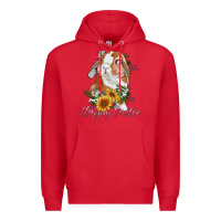 Red happy easter with bunny and sunflowers Premium Hoodie - RanaPortraitStore