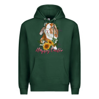 Sports Green happy easter with bunny and sunflowers Premium Hoodie - RanaPortraitStore
