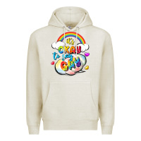 Oatmeal Heather its okay to say gay pride Premium Hoodie - FaDigitalArtStudio