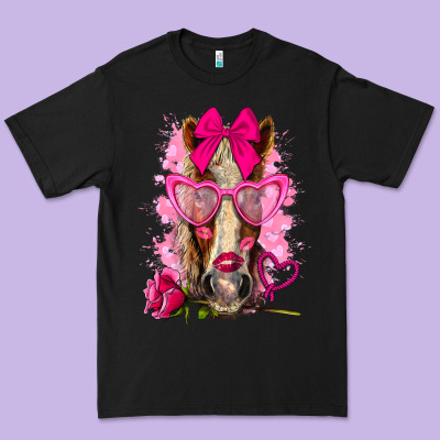 Valentines Day Horse With Sunglasses Premium Tee Designed By Nancycooperartshop