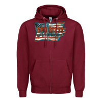 Burgundy God Bless America Zipper Hoodie - FaDigitalArtStudio