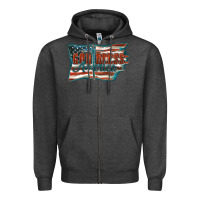 Charcoal Heather God Bless America Zipper Hoodie - FaDigitalArtStudio