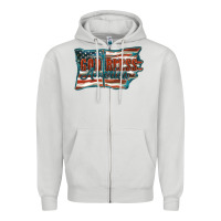 Dove Grey God Bless America Zipper Hoodie - FaDigitalArtStudio