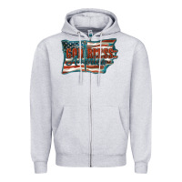 Heather Grey God Bless America Zipper Hoodie - FaDigitalArtStudio