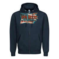 Navy God Bless America Zipper Hoodie - FaDigitalArtStudio