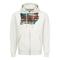 Oatmeal Heather God Bless America Zipper Hoodie - FaDigitalArtStudio