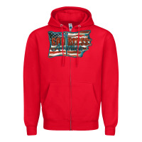 Red God Bless America Zipper Hoodie - FaDigitalArtStudio