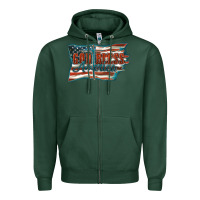 Sports Green God Bless America Zipper Hoodie - FaDigitalArtStudio
