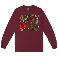 Burgundy Christmas Army wife Long Sleeve Tee - NancyCooperArtShop