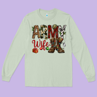 Christmas Army Wife Long Sleeve Tee Designed By Nancycooperartshop