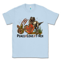 Dusty Blue Peace Love T Rex Classic Tee - LillyAllenDesigns