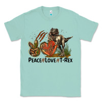 Seafoam Peace Love T Rex Classic Tee - LillyAllenDesigns