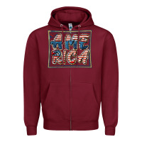 Burgundy America Zipper Hoodie - FaDigitalArtStudio