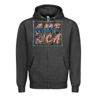 Charcoal Heather America Zipper Hoodie - FaDigitalArtStudio