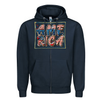 Navy America Zipper Hoodie - FaDigitalArtStudio