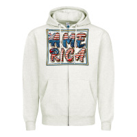 Oatmeal Heather America Zipper Hoodie - FaDigitalArtStudio