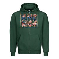 Sports Green America Zipper Hoodie - FaDigitalArtStudio