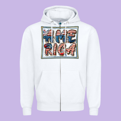 America Zipper Hoodie Designed By Fadigitalartstudio