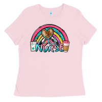 Bubblegum Pink nurse rainbow Ladies Tee - NancyCooperArtShop