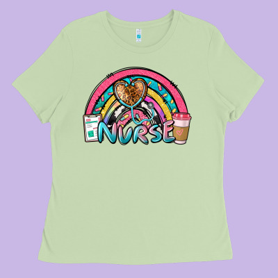 Nurse Rainbow Ladies Tee Designed By Nancycooperartshop