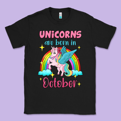 Unicorns Are Born In October Classic Tee Designed By Jasminsmagicworld