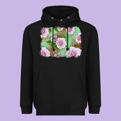 Pink Roses Background Heavyweight Hoodie Designed By Lillyallendesigns